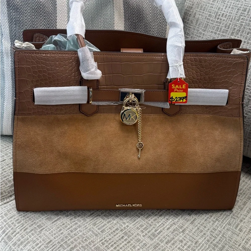 Michael Kors Brown and Tan Leather Briefcase